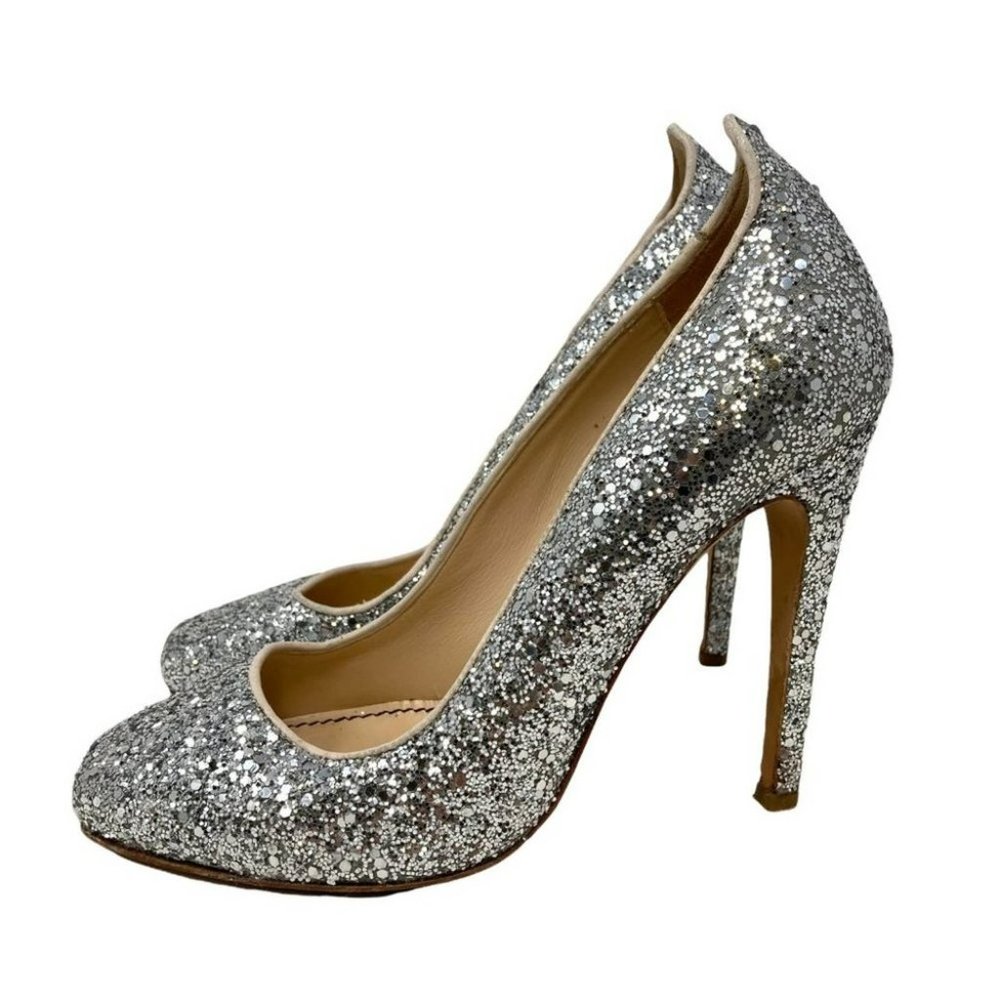 Jerome C. Rousseau Silver Glitter Pumps - Size 7 - Picture 2 of 12